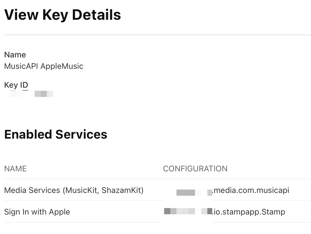 Example Apple Music Key